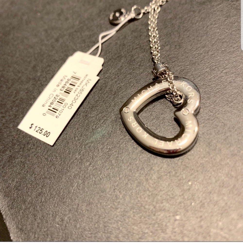 NWT authentic MK silver tone heart pendant - Picture 4 of 5